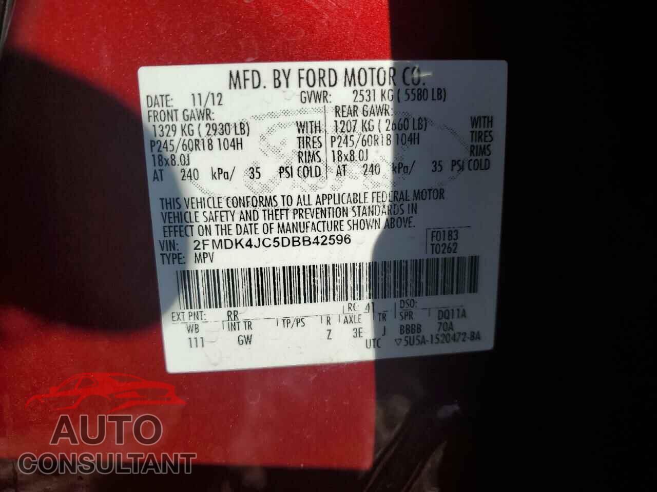 FORD EDGE 2013 - 2FMDK4JC5DBB42596