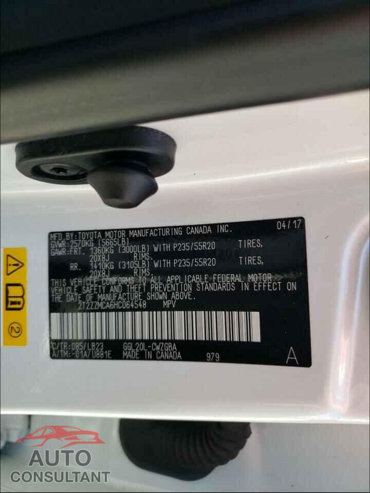 LEXUS RX350 2017 - 2T2ZZMCA6HC064548