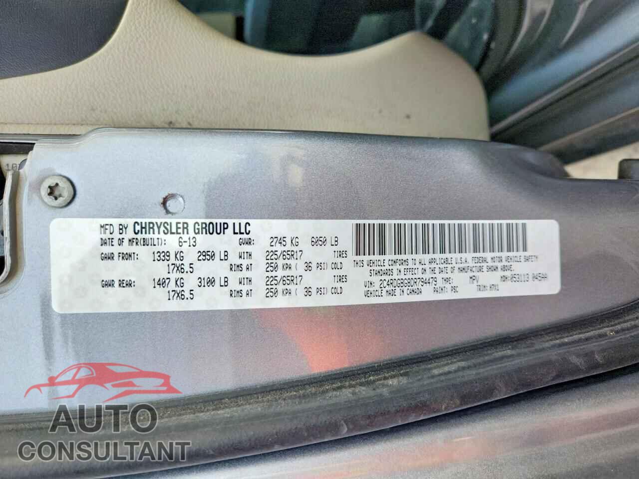 DODGE CARAVAN 2013 - 2C4RDGBG8DR794479