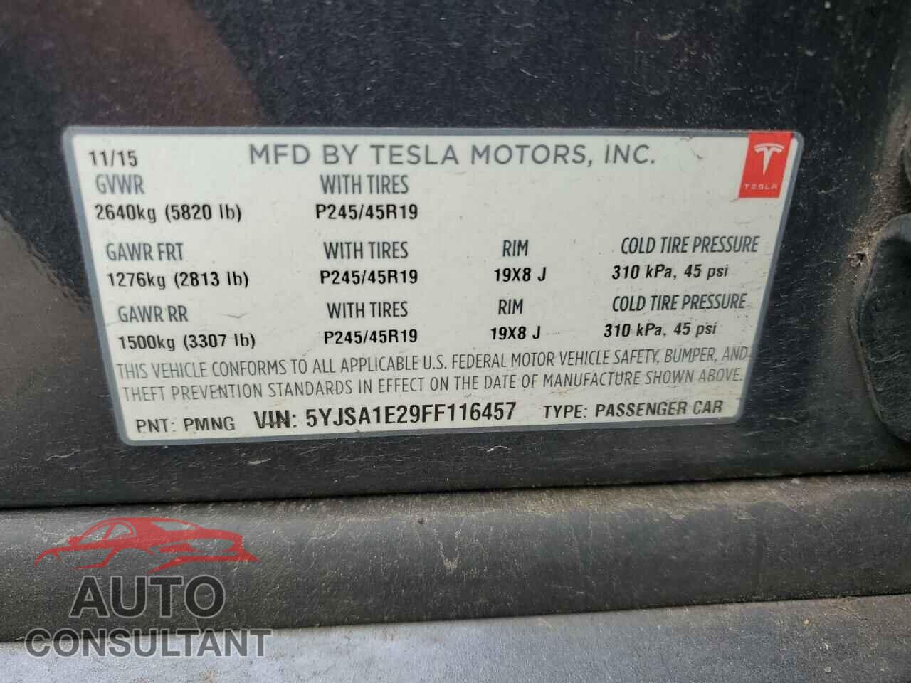 TESLA MODEL S 2015 - 5YJSA1E29FF116457