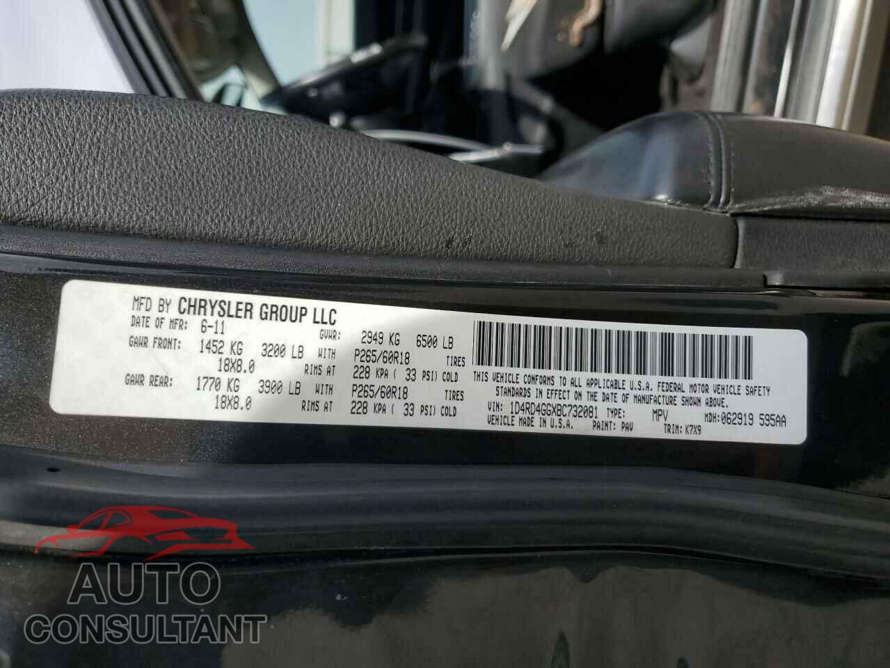 DODGE DURANGO 2011 - 1D4RD4GGXBC732081