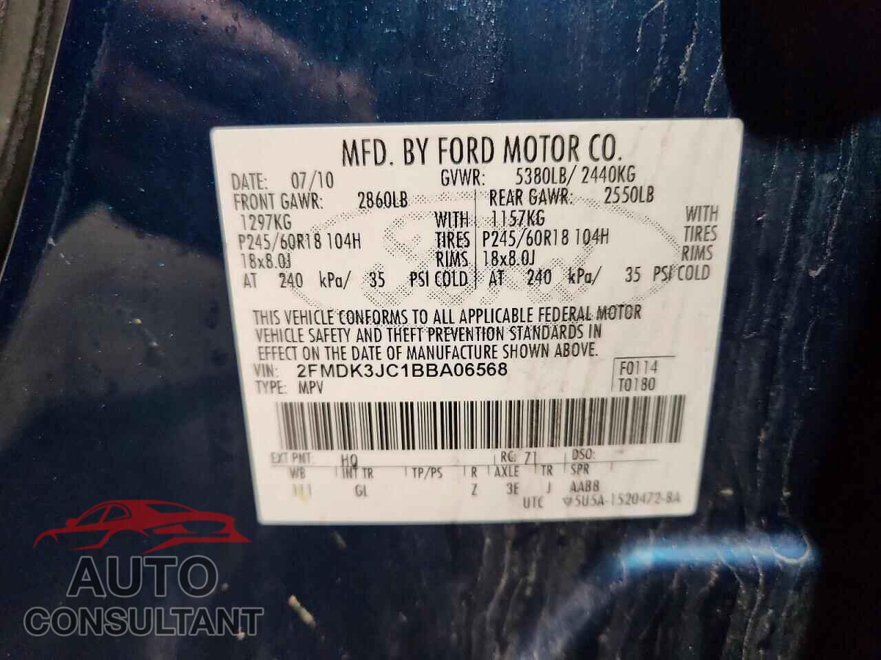 FORD EDGE 2011 - 2FMDK3JC1BBA06568