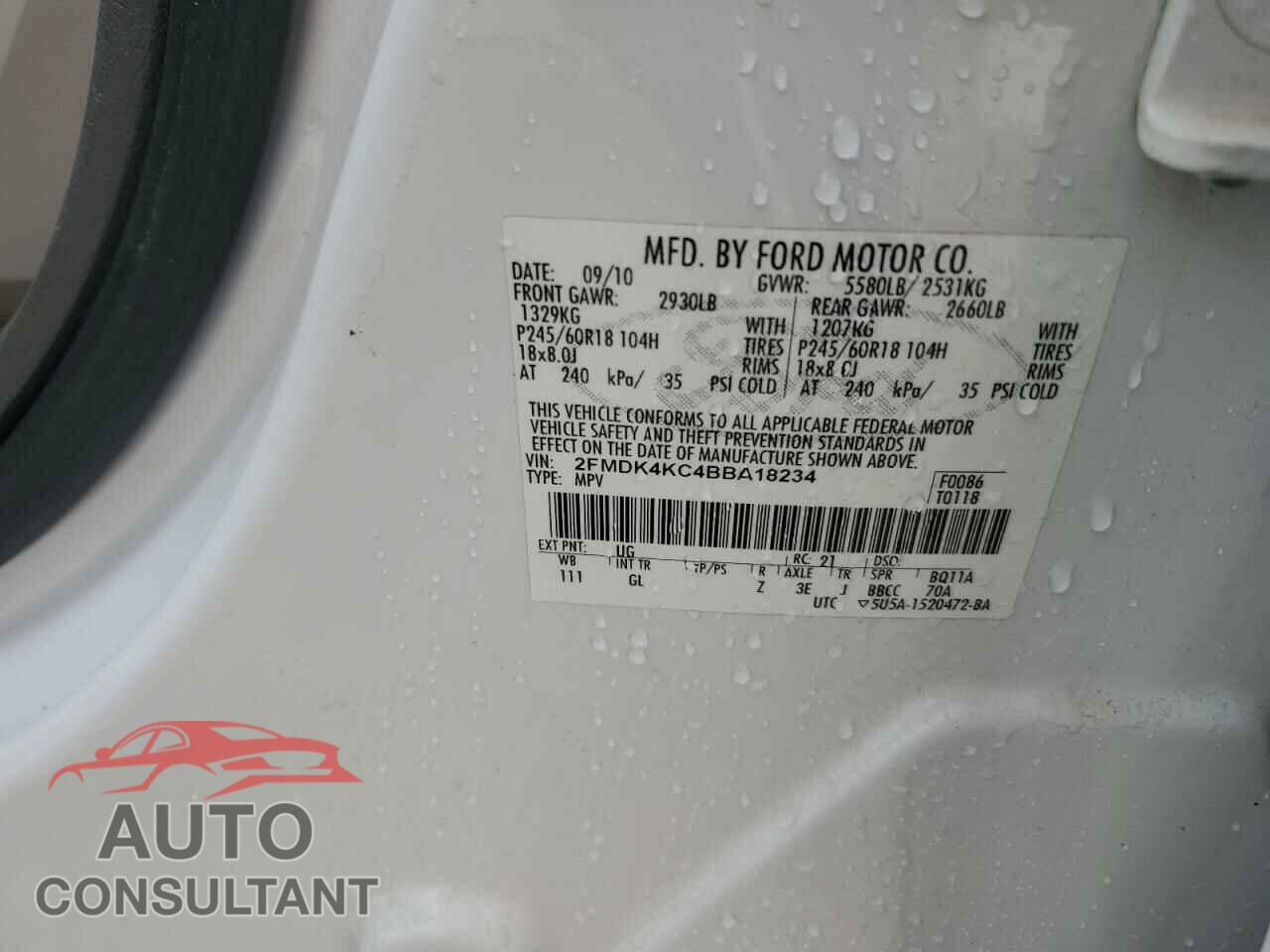 FORD EDGE 2011 - 2FMDK4KC4BBA18234