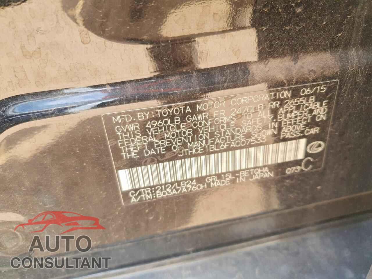 LEXUS GS350 2015 - JTHCE1BL6FA007533
