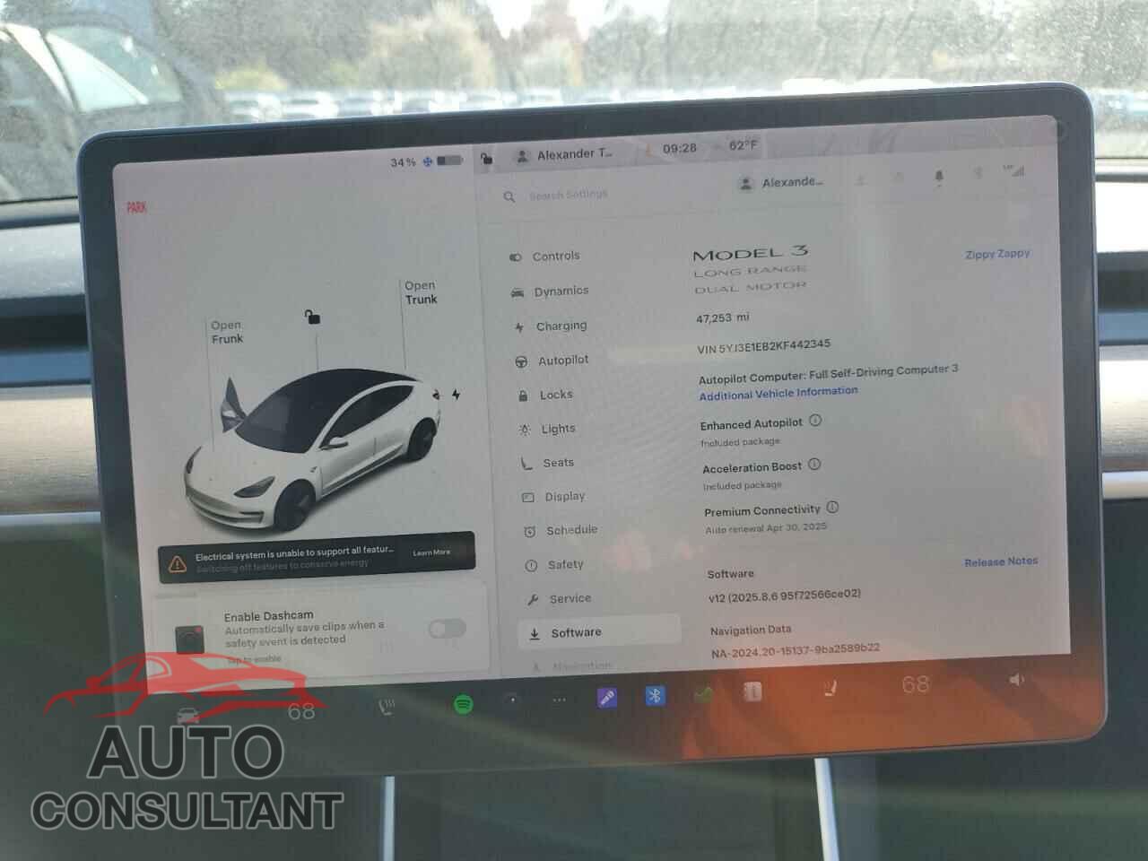 TESLA MODEL 3 2019 - 5YJ3E1EB2KF442345
