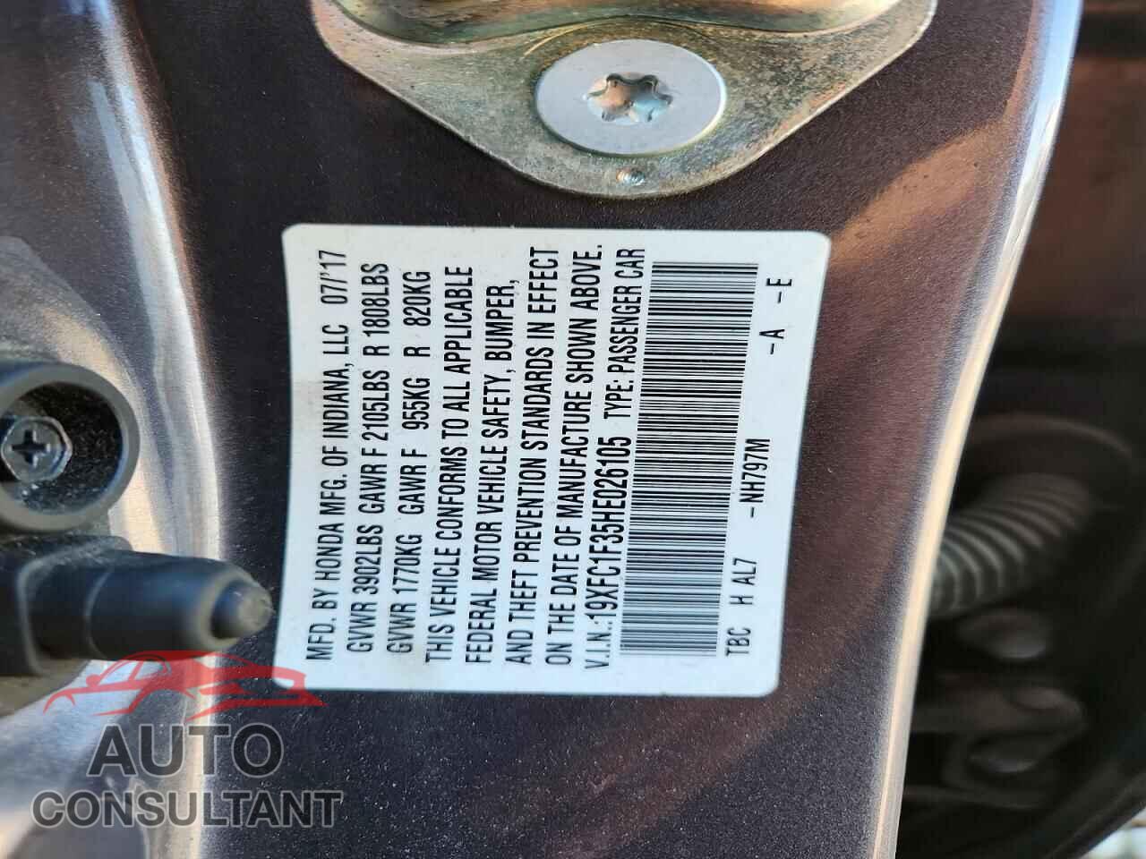 HONDA CIVIC 2017 - 19XFC1F35HE026105
