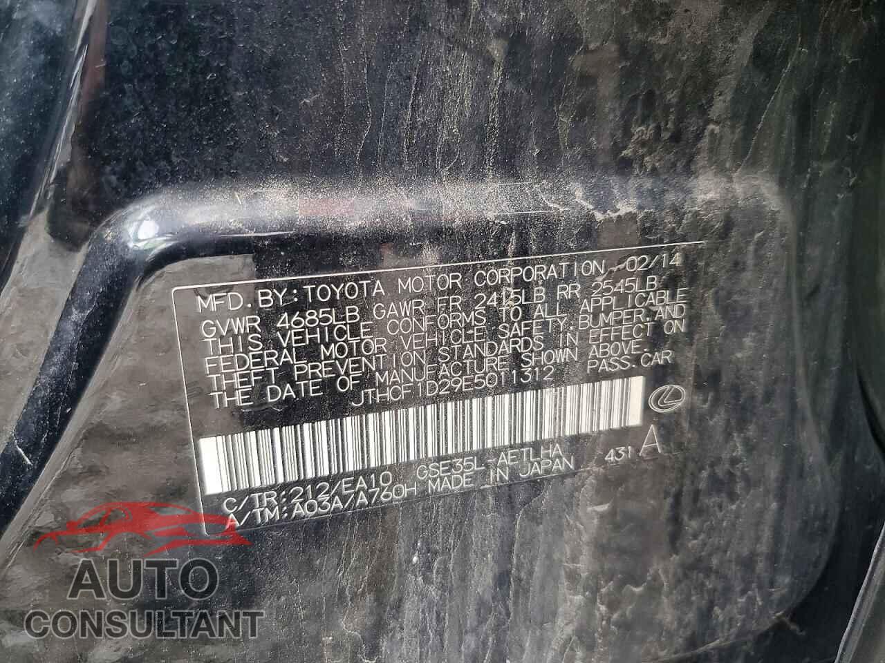 LEXUS IS 2014 - JTHCF1D29E5011312