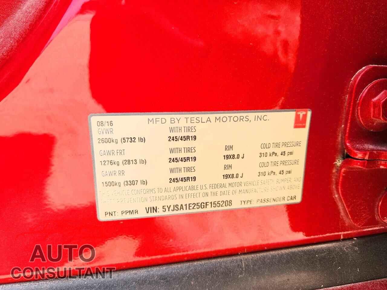 TESLA MODEL S 2016 - 5YJSA1E25GF155208