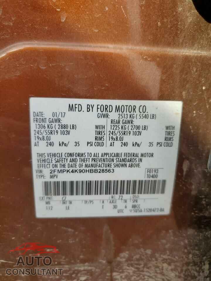 FORD EDGE 2017 - 2FMPK4K90HBB28563