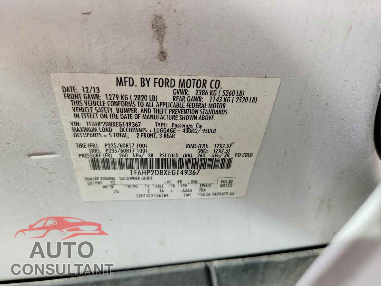 FORD TAURUS 2014 - 1FAHP2D8XEG149367
