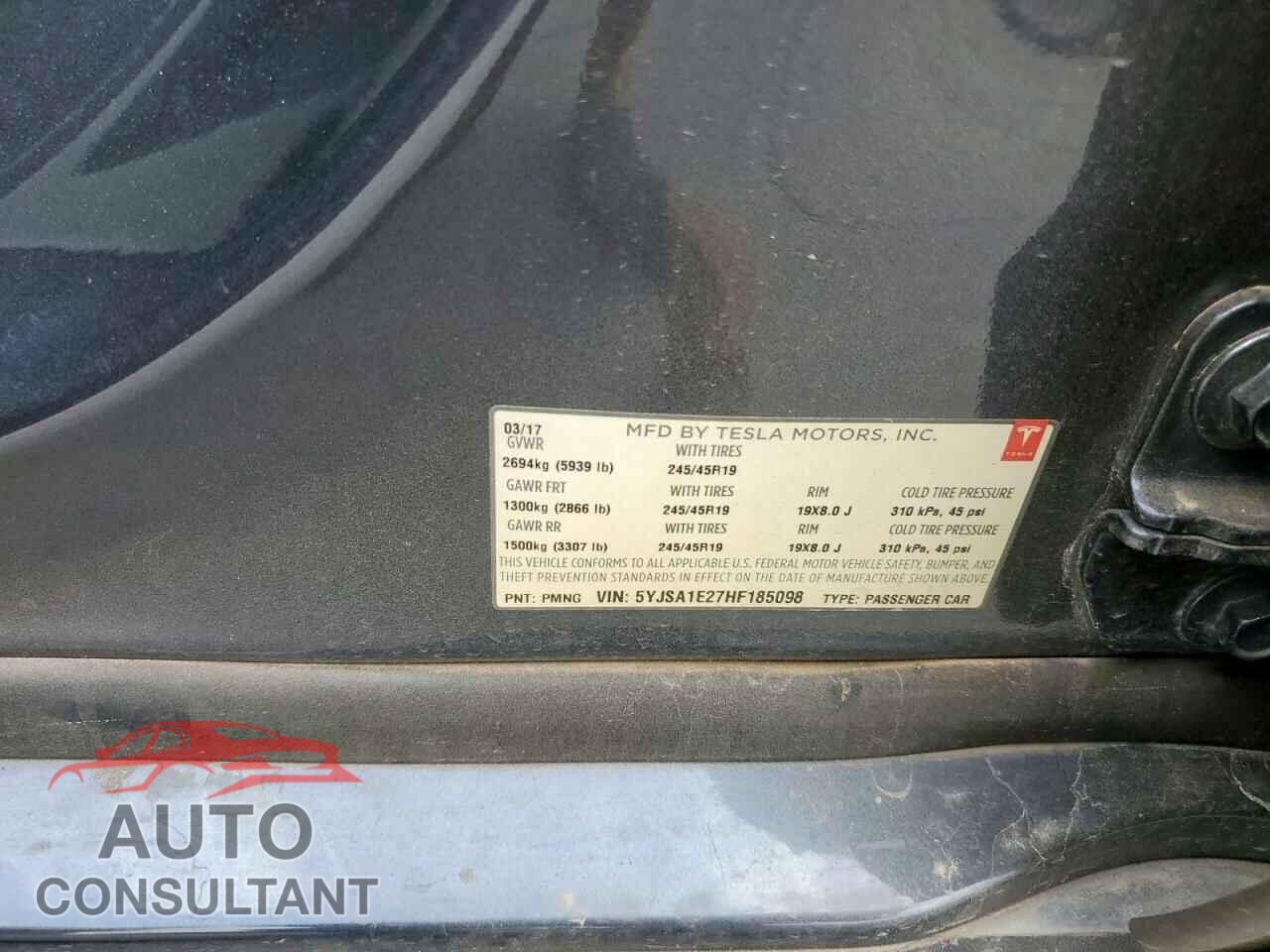 TESLA MODEL S 2017 - 5YJSA1E27HF185098