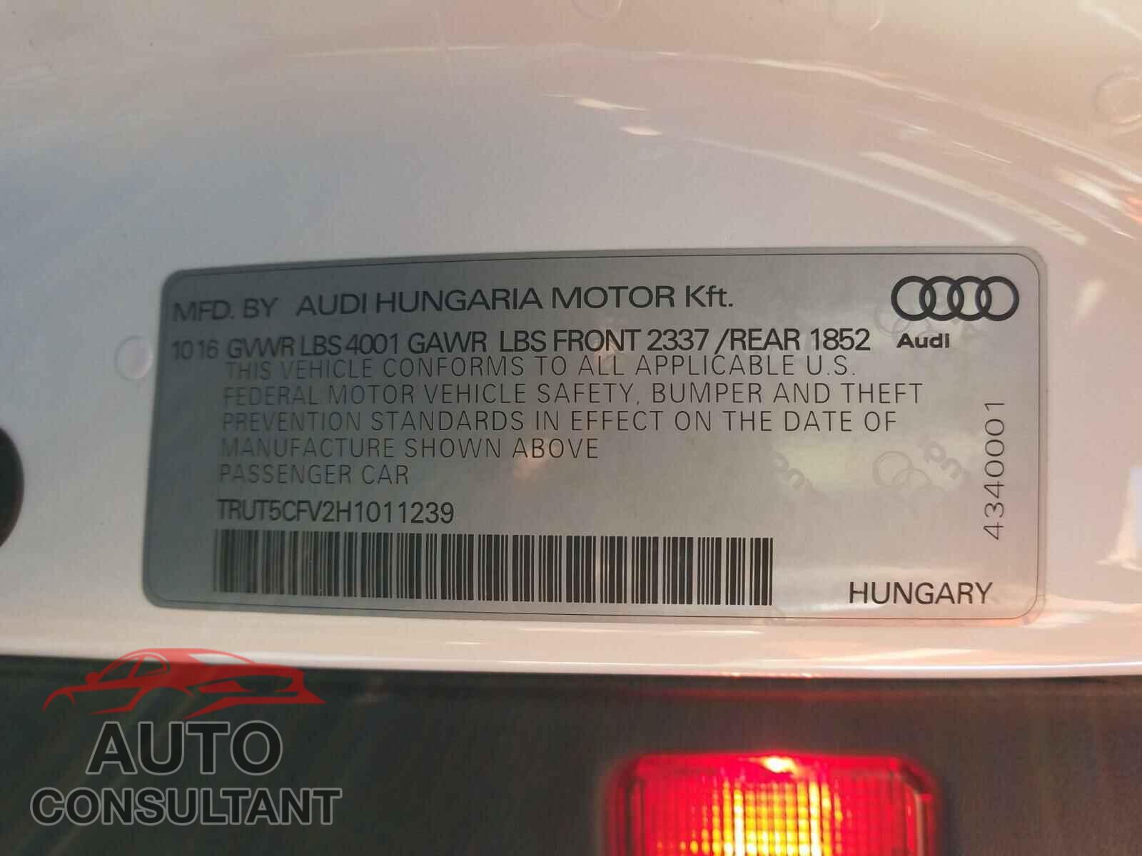 AUDI TT 2017 - TRUT5CFV2H1011239