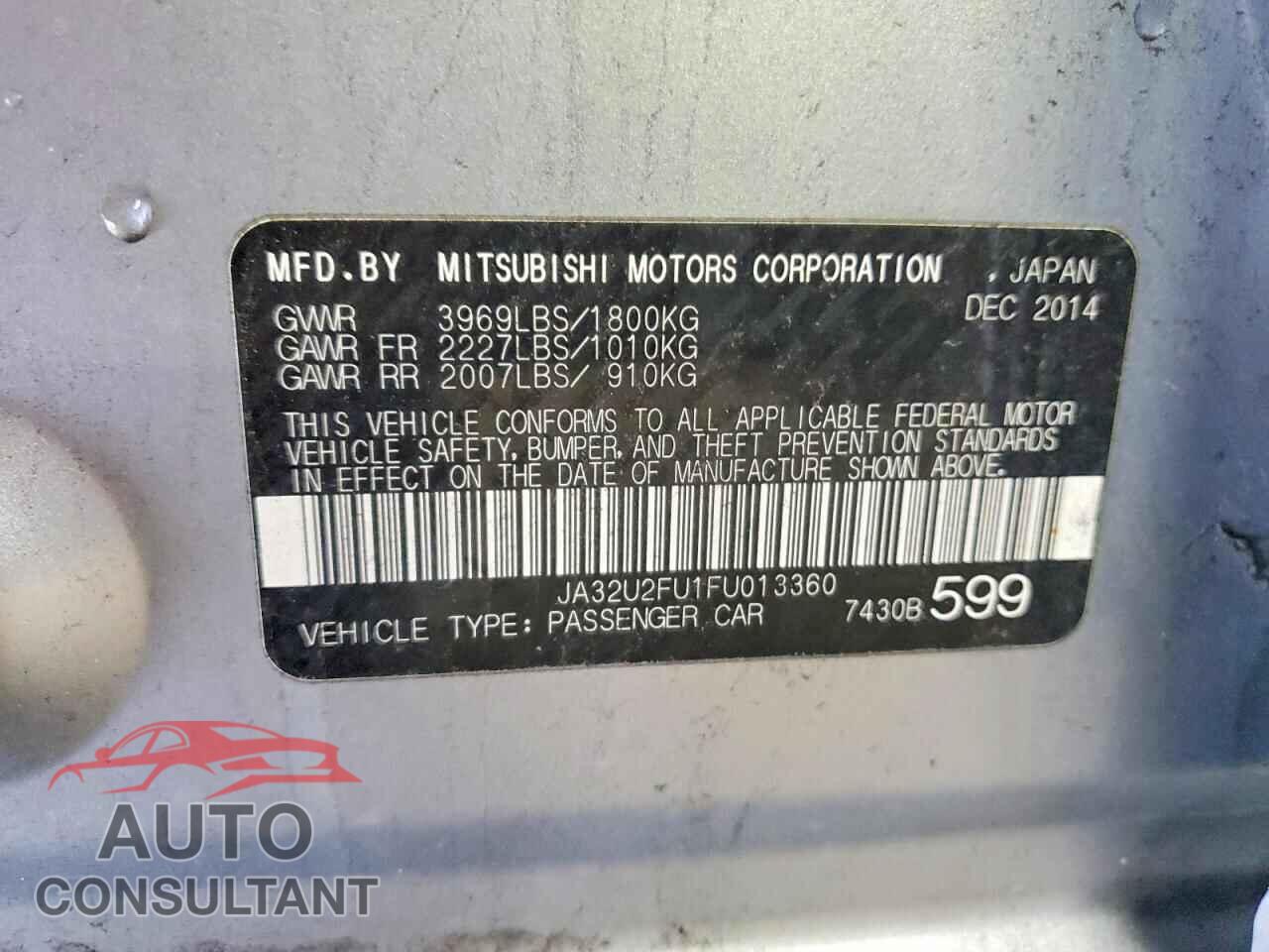 MITSUBISHI LANCER 2015 - JA32U2FU1FU013360