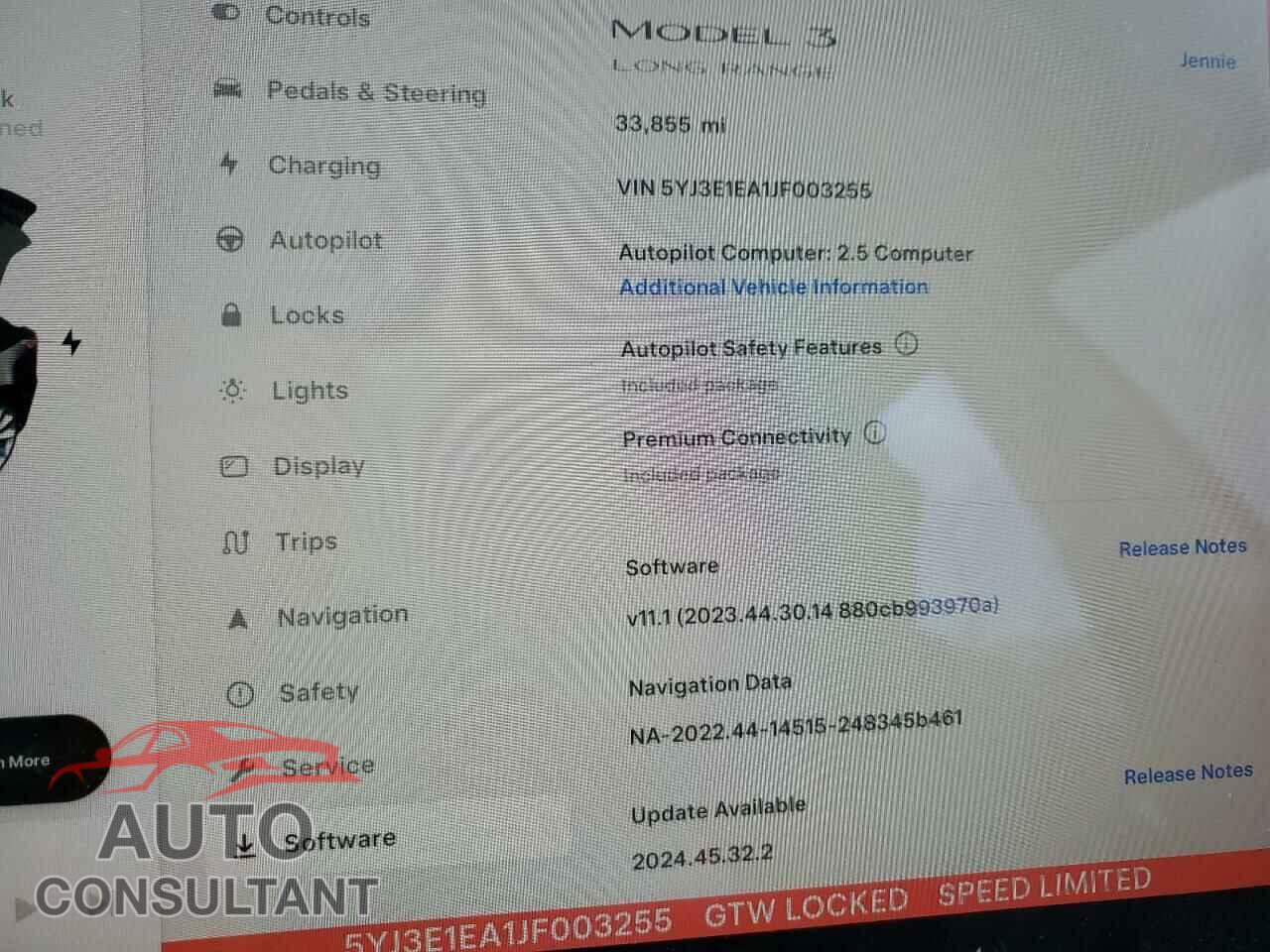TESLA MODEL 3 2018 - 5YJ3E1EA1JF003255