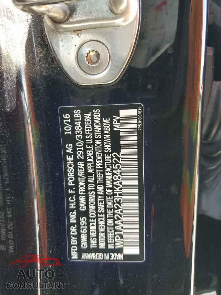 PORSCHE CAYENNE 2017 - WP1AA2A23HKA84522