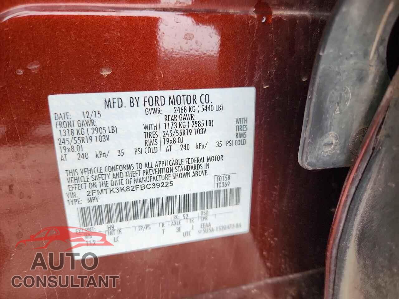 FORD EDGE 2015 - 2FMTK3K82FBC39225