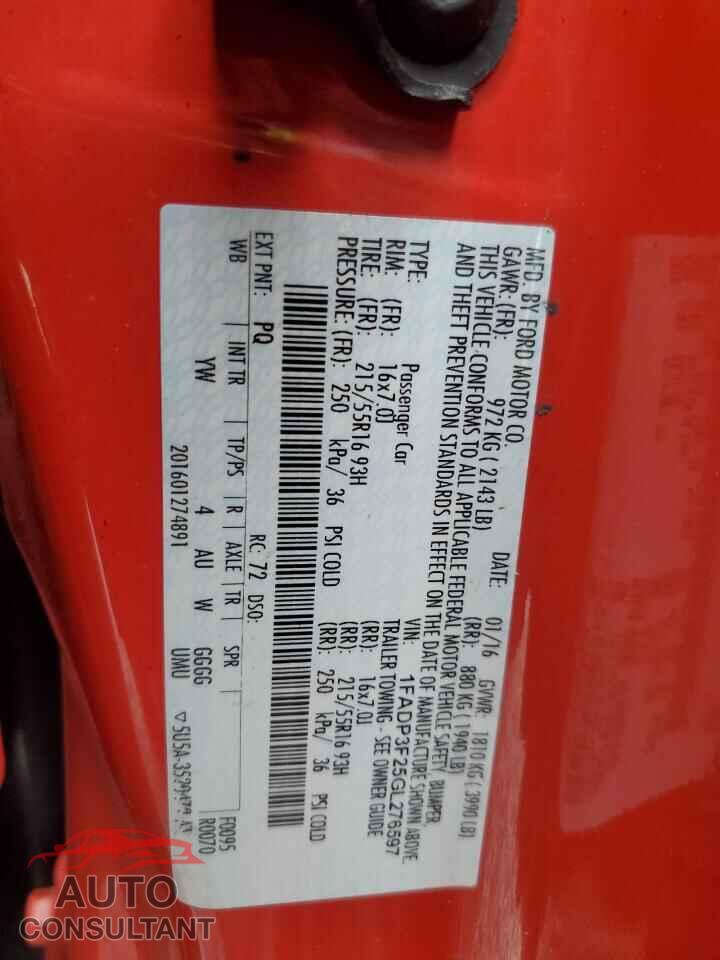 FORD FOCUS 2016 - 1FADP3F25GL276597