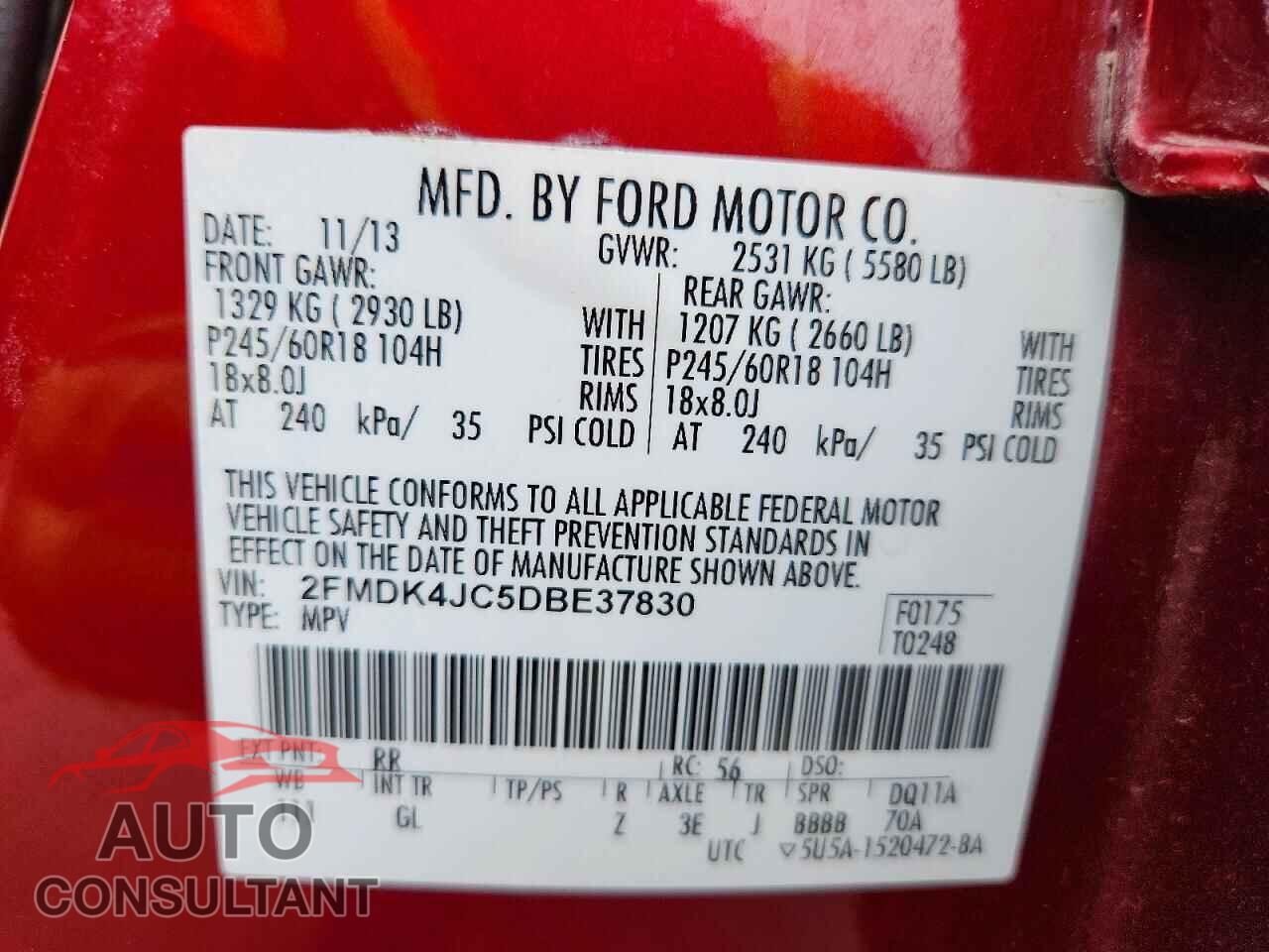 FORD EDGE 2013 - 2FMDK4JC5DBE37830
