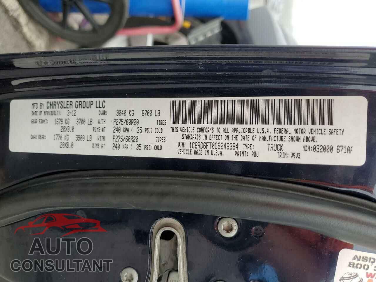 DODGE RAM 1500 2012 - 1C6RD6FT0CS246384