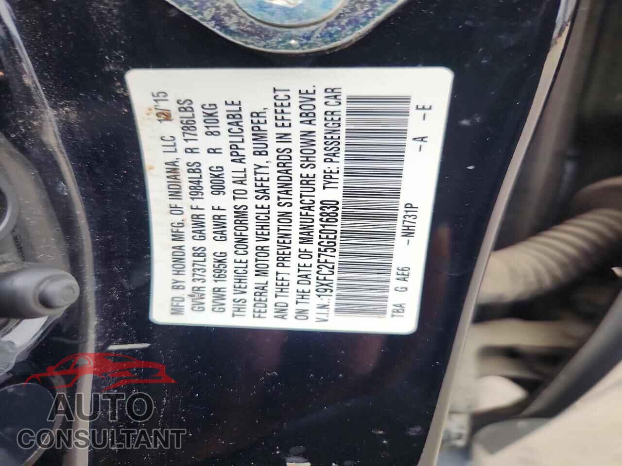 HONDA CIVIC 2016 - 19XFC2F75GE016830