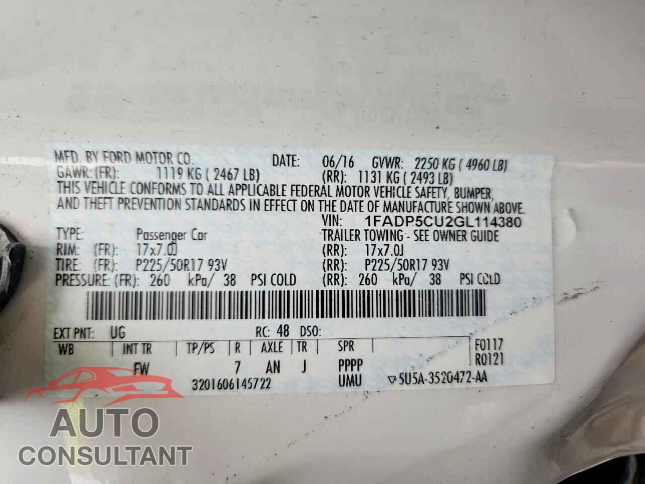 FORD CMAX 2016 - 1FADP5CU2GL114380