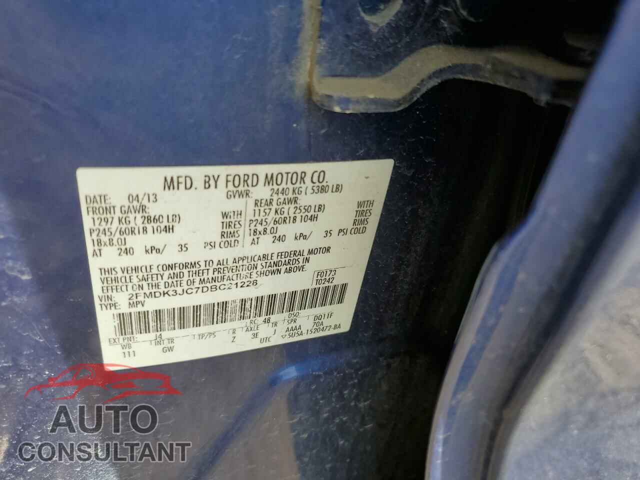 FORD EDGE 2013 - 2FMDK3JC7DBC21228