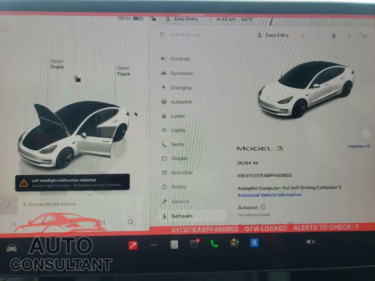 TESLA MODEL 3 2023 - 5YJ3E1EA8PF490852
