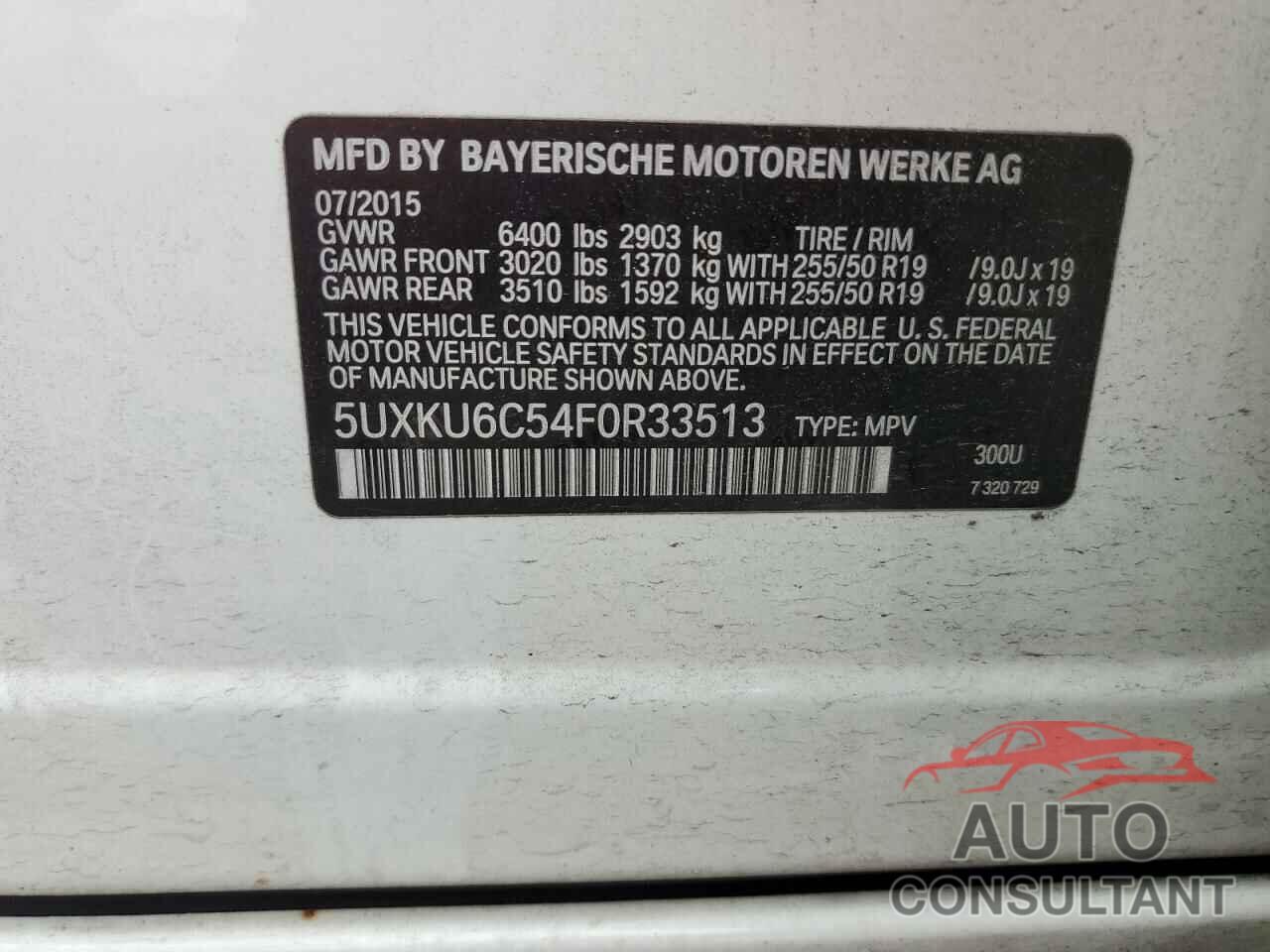 BMW X6 2015 - 5UXKU6C54F0R33513