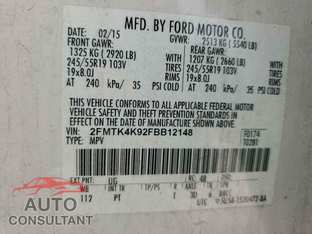 FORD EDGE 2015 - 2FMTK4K92FBB12148