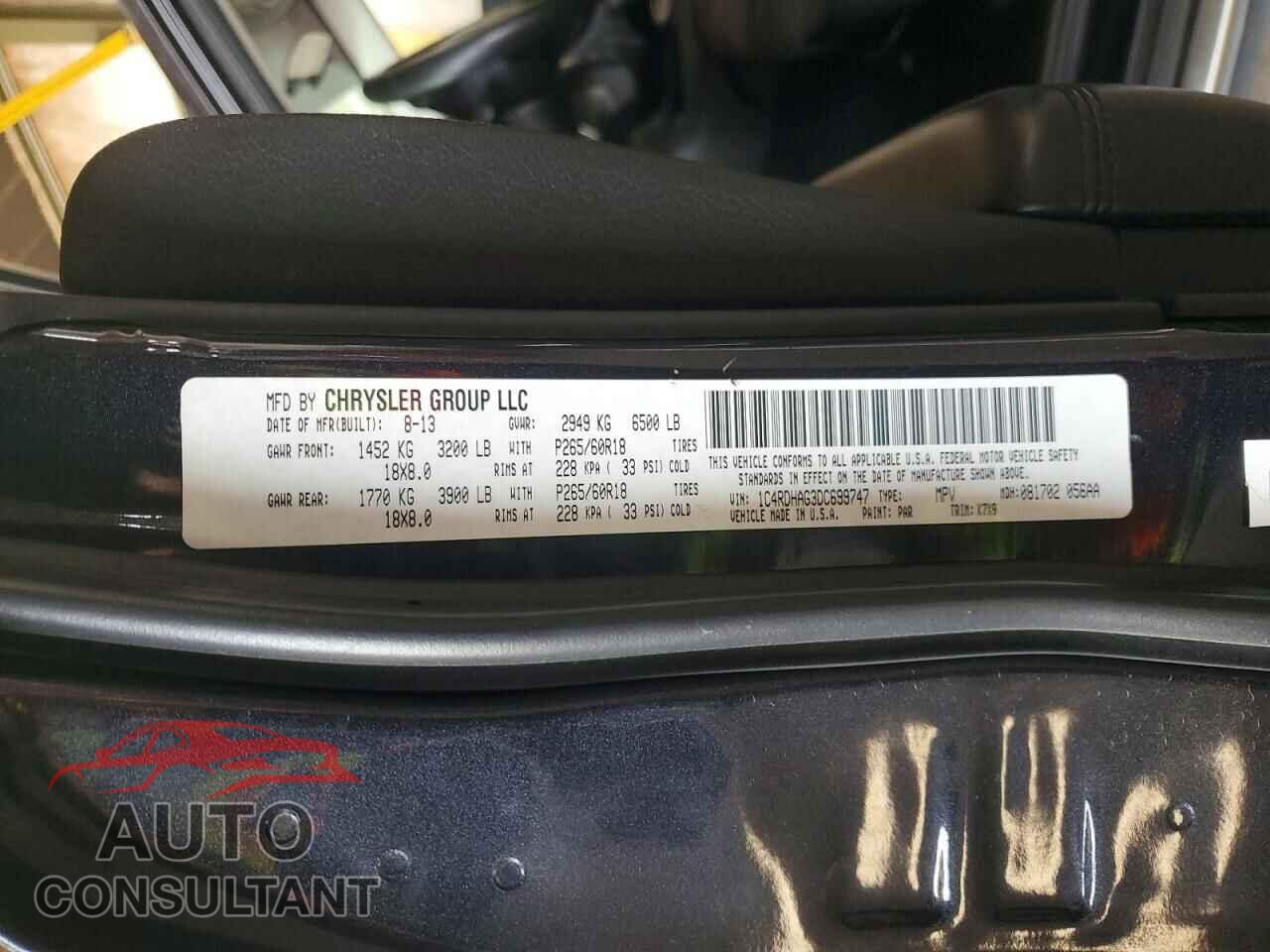 DODGE DURANGO 2013 - 1C4RDHAG3DC699747