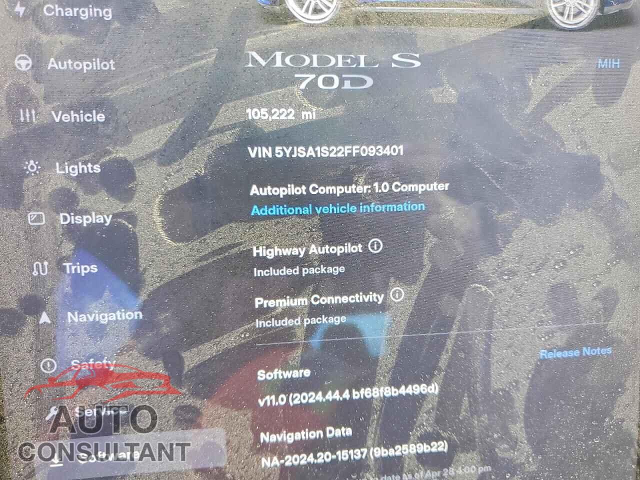 TESLA MODEL S 2015 - 5YJSA1S22FF093401