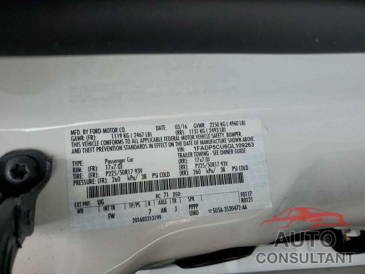 FORD CMAX 2016 - 1FADP5CU6GL109263