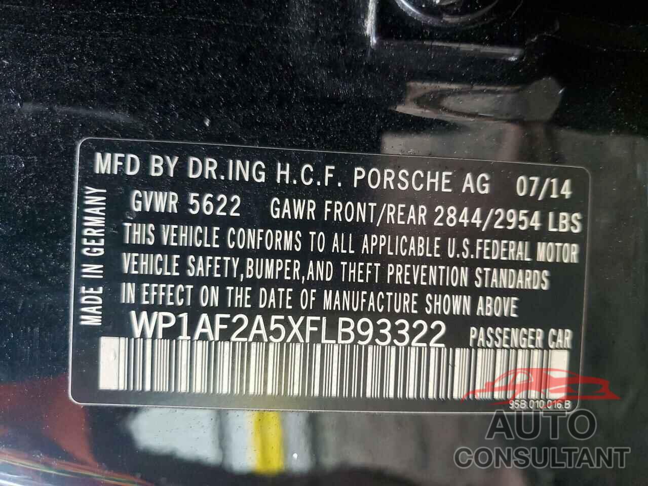 PORSCHE MACAN 2015 - WP1AF2A5XFLB93322