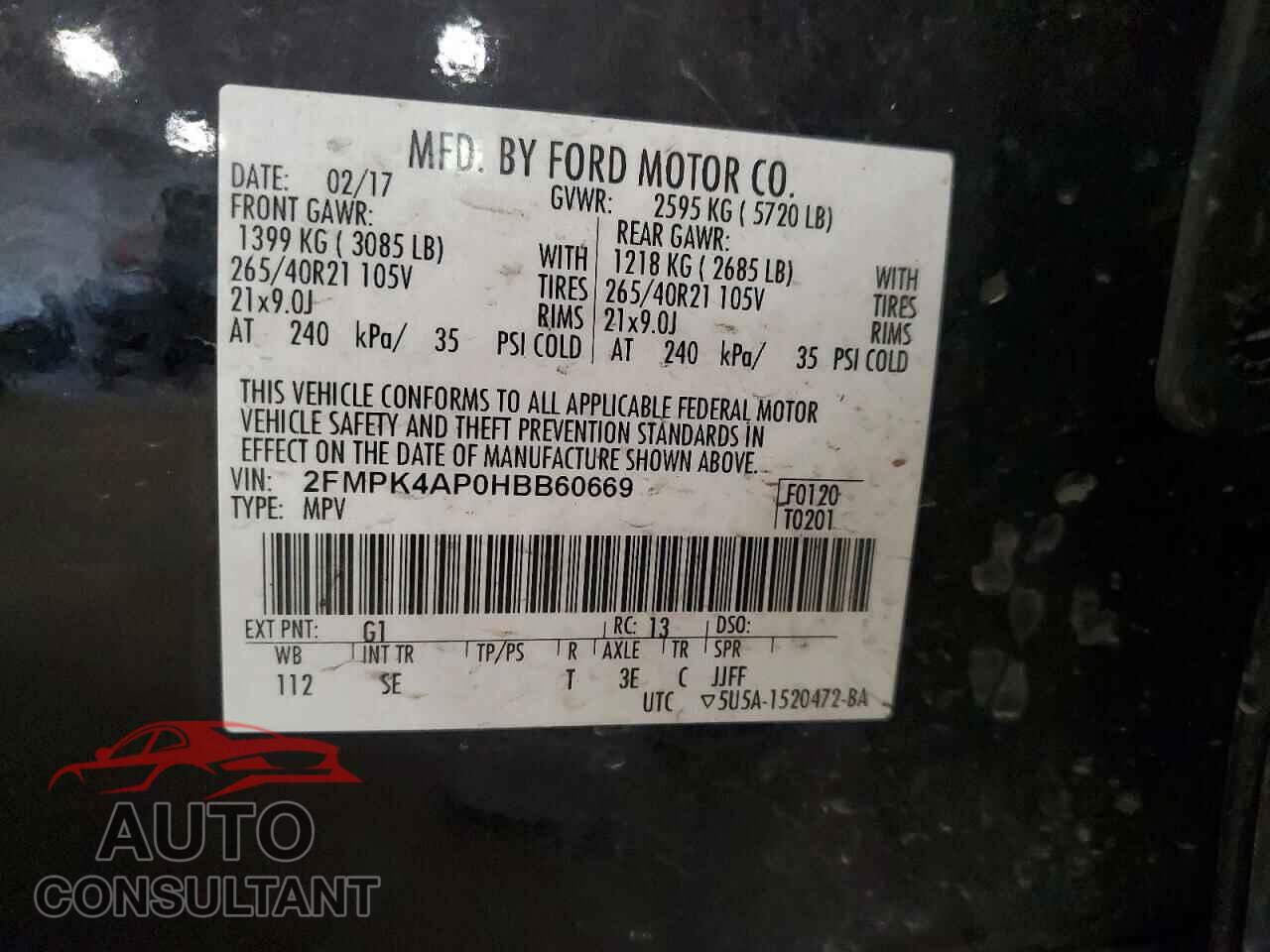 FORD EDGE 2017 - 2FMPK4AP0HBB60669