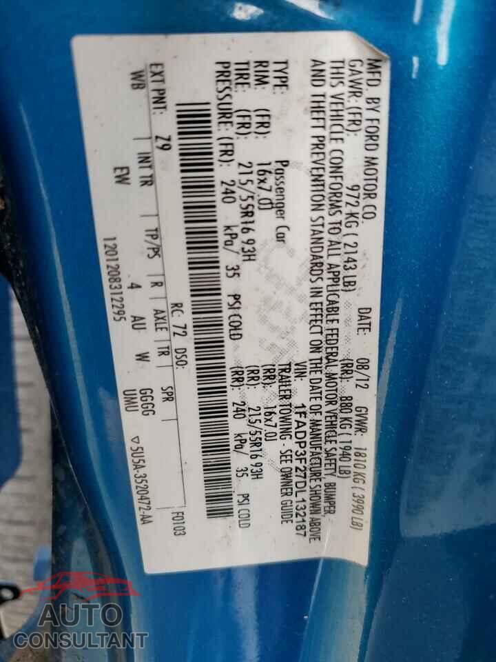 FORD FOCUS 2013 - 1FADP3F27DL132187