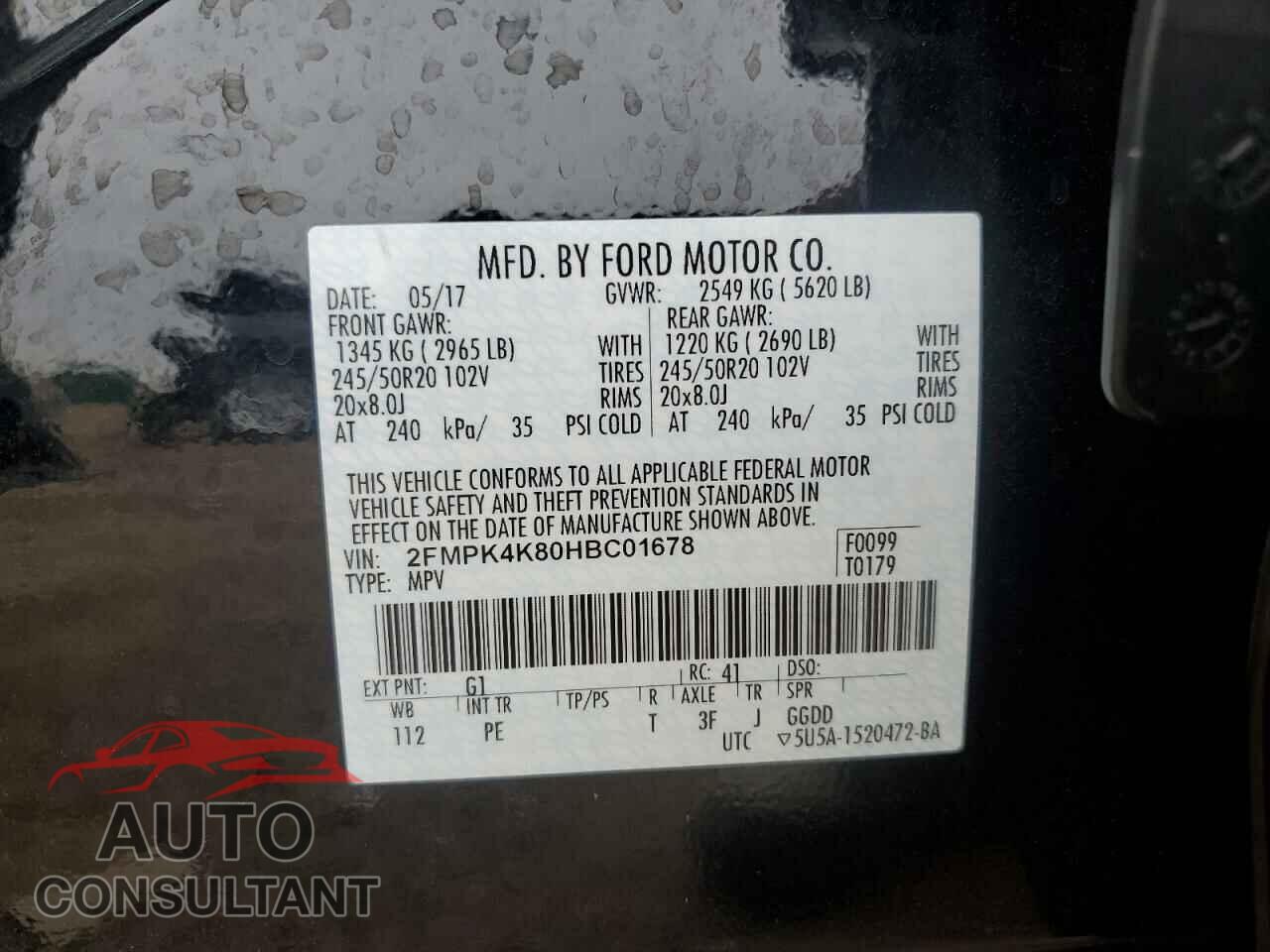 FORD EDGE 2017 - 2FMPK4K80HBC01678