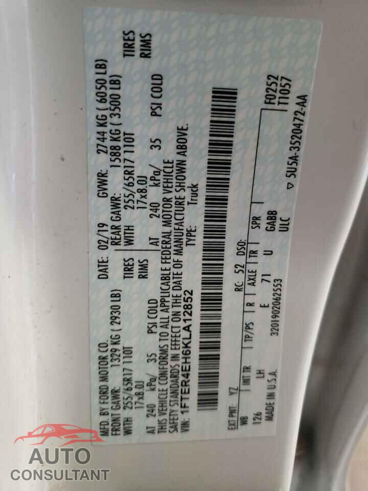 FORD RANGER 2019 - 1FTER4EH6KLA12852
