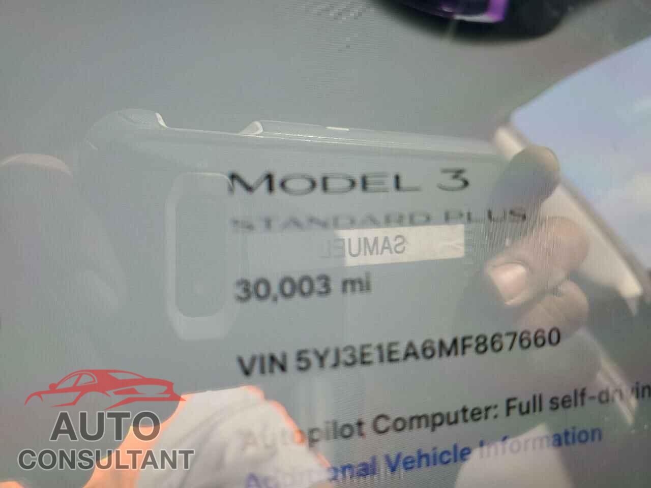 TESLA MODEL 3 2021 - 5YJ3E1EA6MF867660