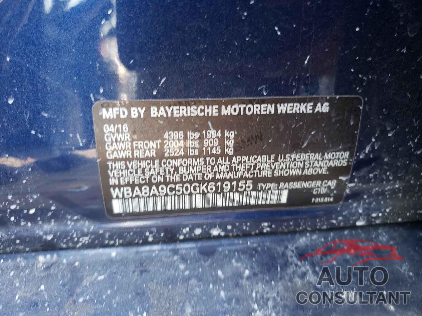 BMW 3 SERIES 2016 - WBA8A9C50GK619155