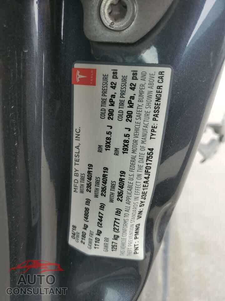TESLA MODEL 3 2018 - 5YJ3E1EA4JF017554