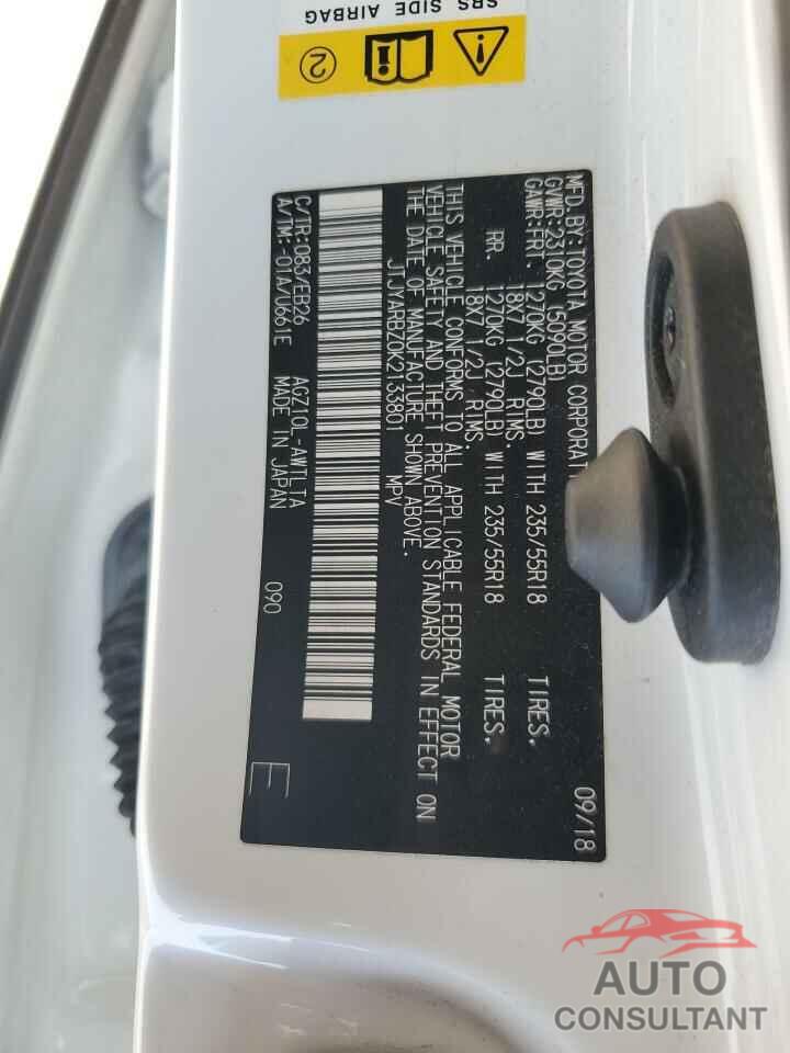 LEXUS NX 2019 - JTJYARBZ0K2133801