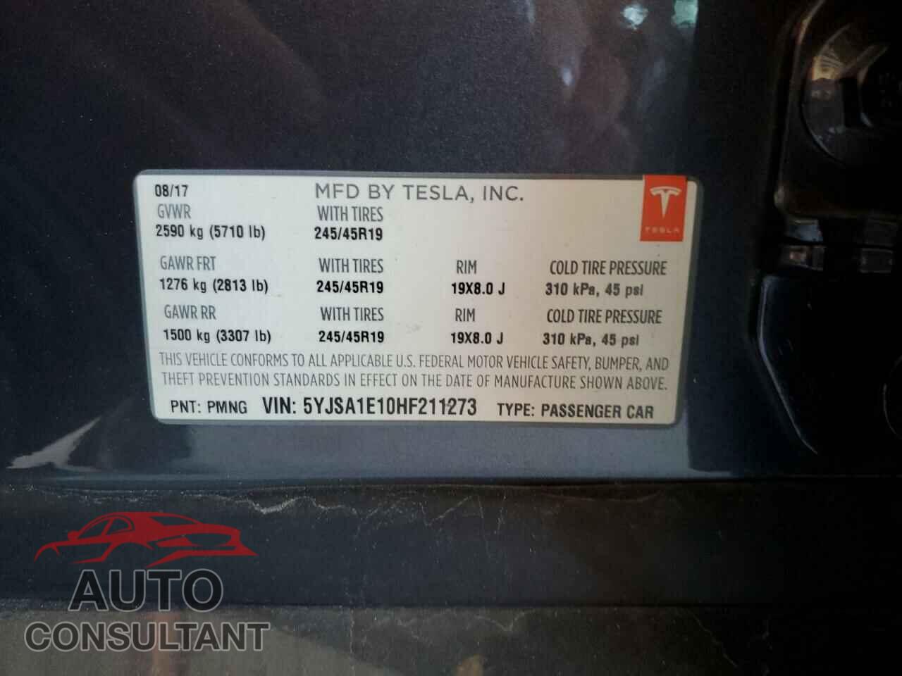 TESLA MODEL S 2017 - 5YJSA1E10HF211273