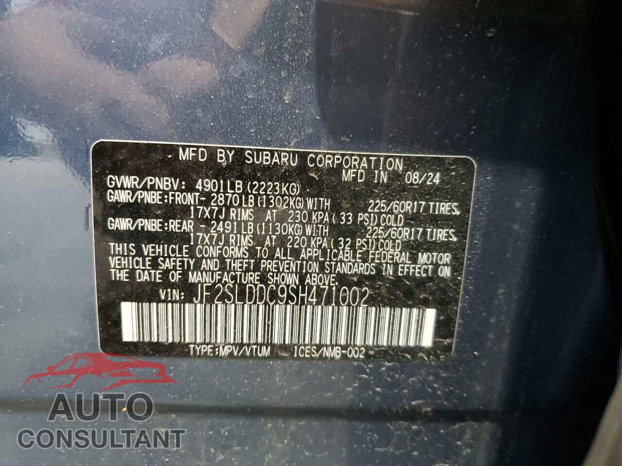 SUBARU FORESTER 2025 - JF2SLDDC9SH471002