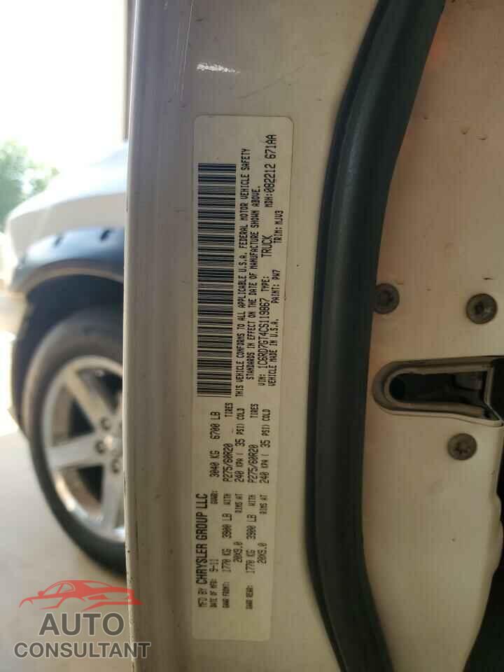 DODGE RAM 1500 2012 - 1C6RD7GT4CS119867