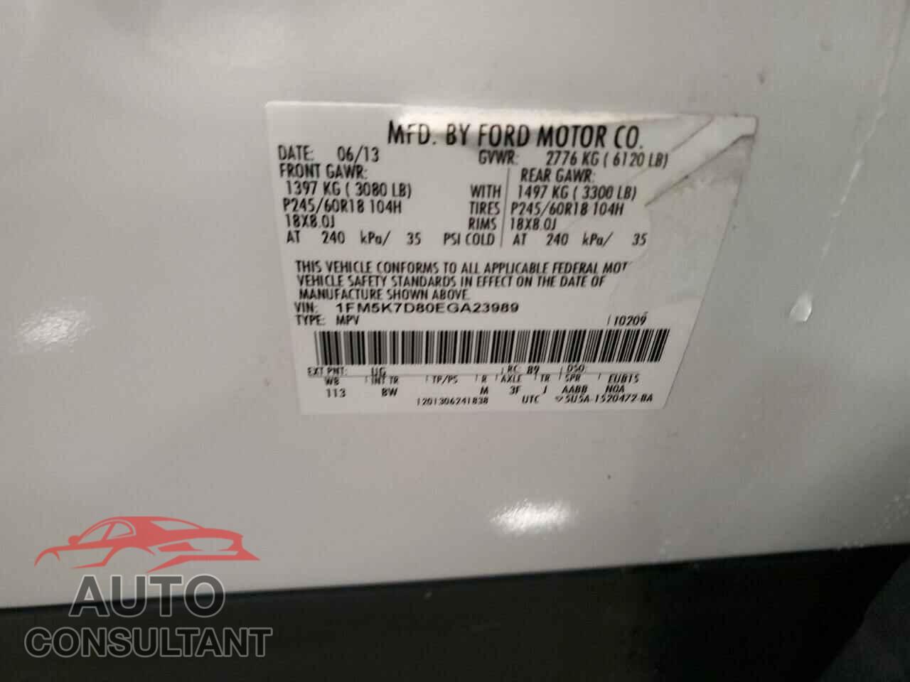 FORD EXPLORER 2014 - 1FM5K7D80EGA23989