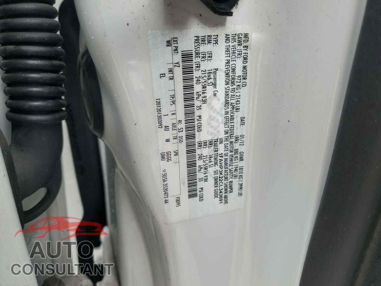 FORD FOCUS 2012 - 1FAHP3K22CL343691