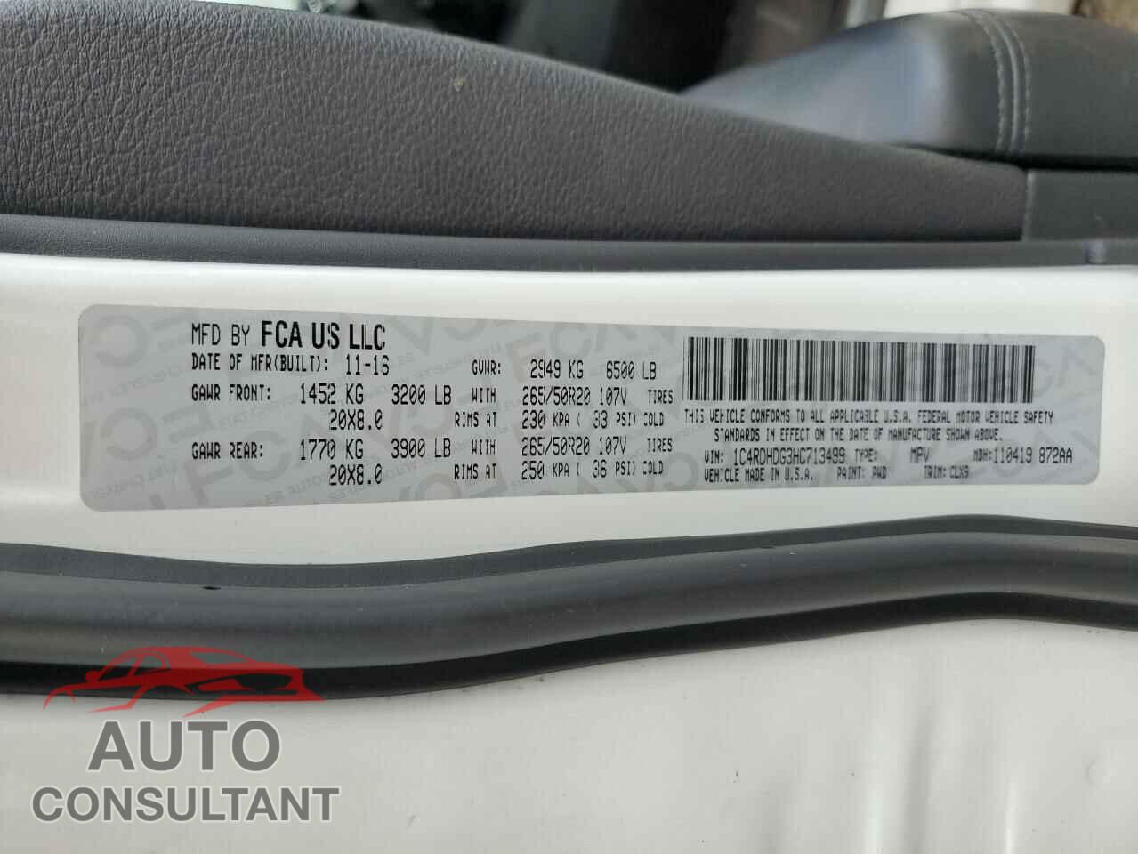 DODGE DURANGO 2017 - 1C4RDHDG3HC713499