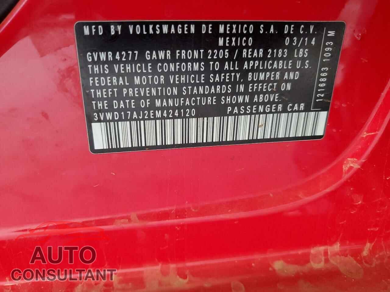 VOLKSWAGEN JETTA 2014 - 3VWD17AJ2EM424120