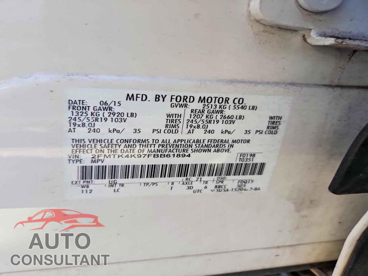 FORD EDGE 2015 - 2FMTK4K97FBB61894