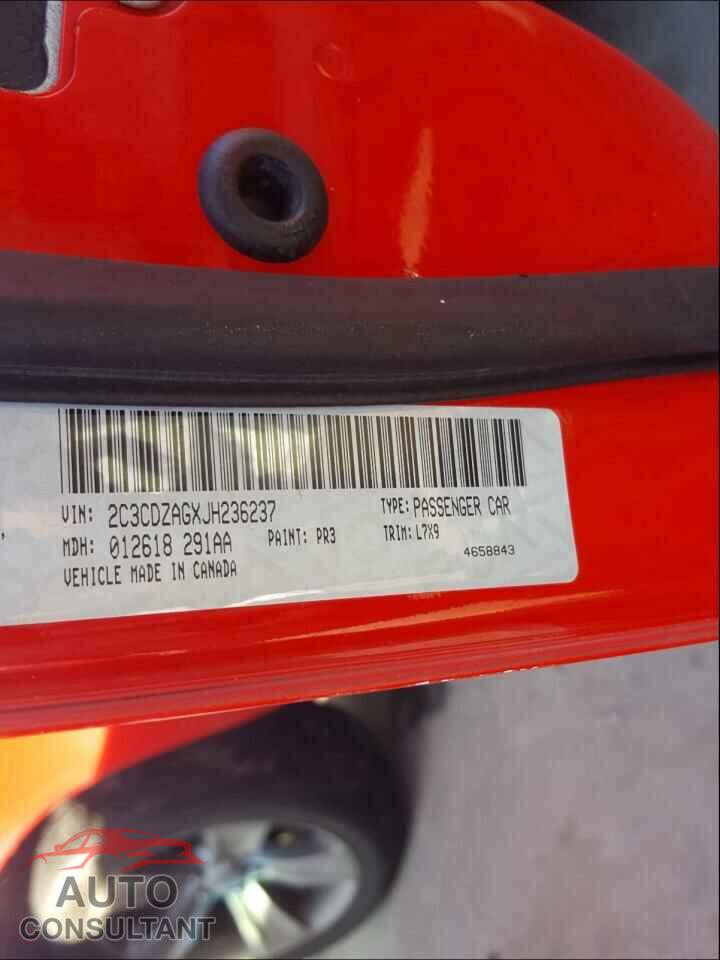 DODGE CHALLENGER 2018 - 2C3CDZAGXJH236237